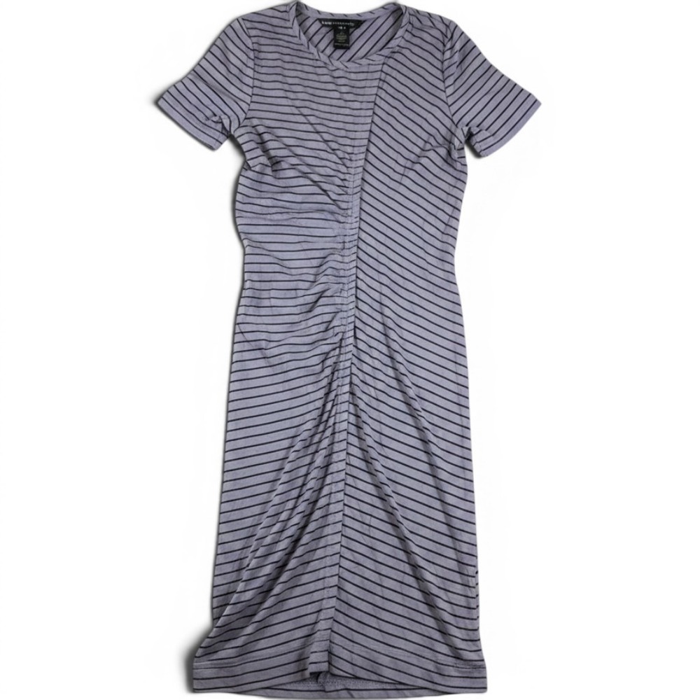 Marc by Marc Jacobs Striped Ruched Midi Dress Pale Limo Black Small M4002760‎
